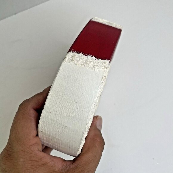 Hand Carved & Painted Heart‎ Shaped Santa Wooden Block Rustic Christmas Decor - Picture 2 of 4